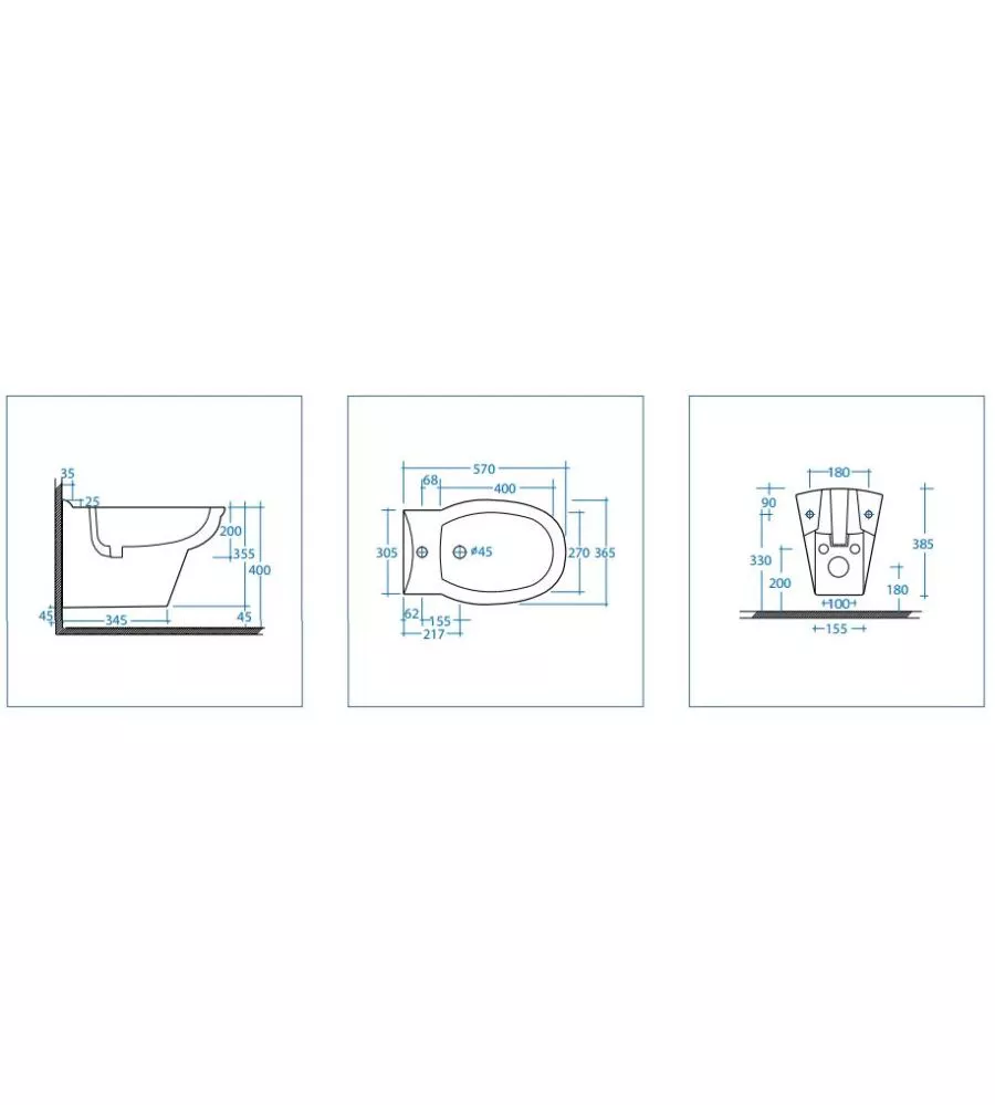 BIDET SOSPESO IN CERAMICA BIANCO "SERIE FIORE".